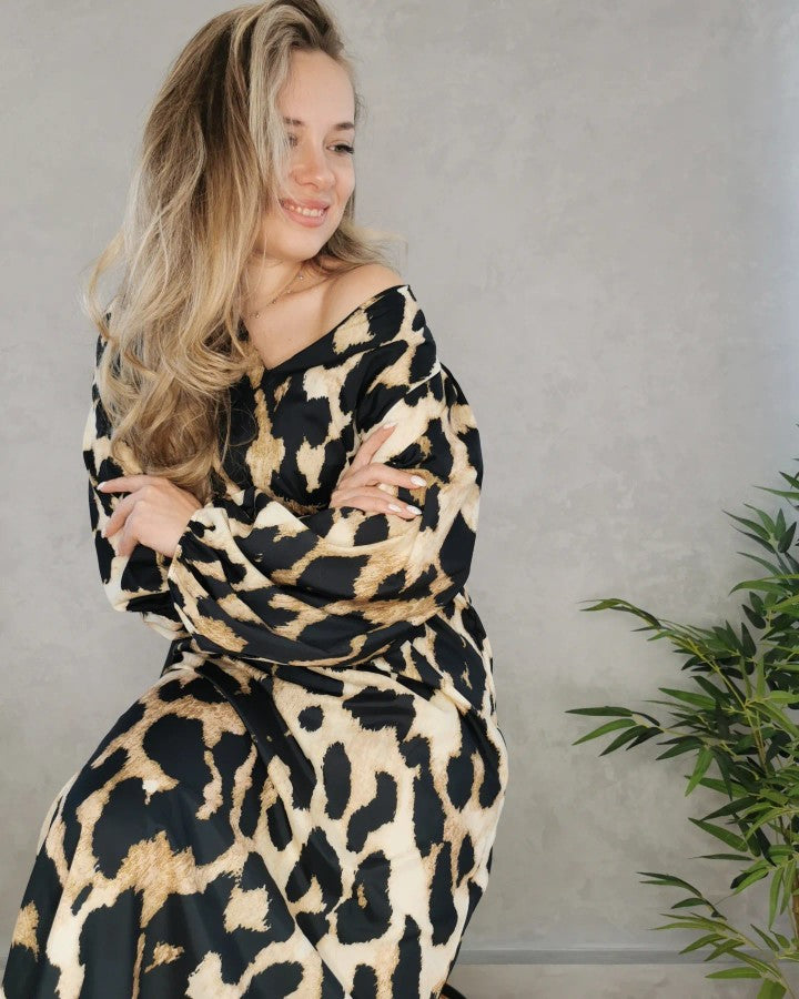 Leona  Maxi Jurk met luipaard print