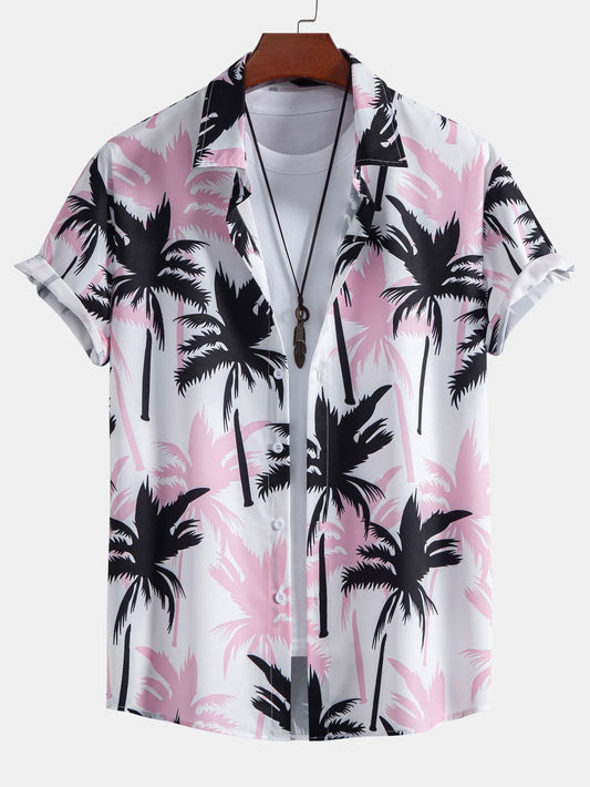 Henry | Shirt met palmboompatroon en knoopsluiting