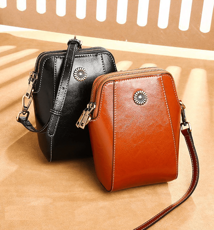 Retro Crossbody Leren Tas™ | Bernice